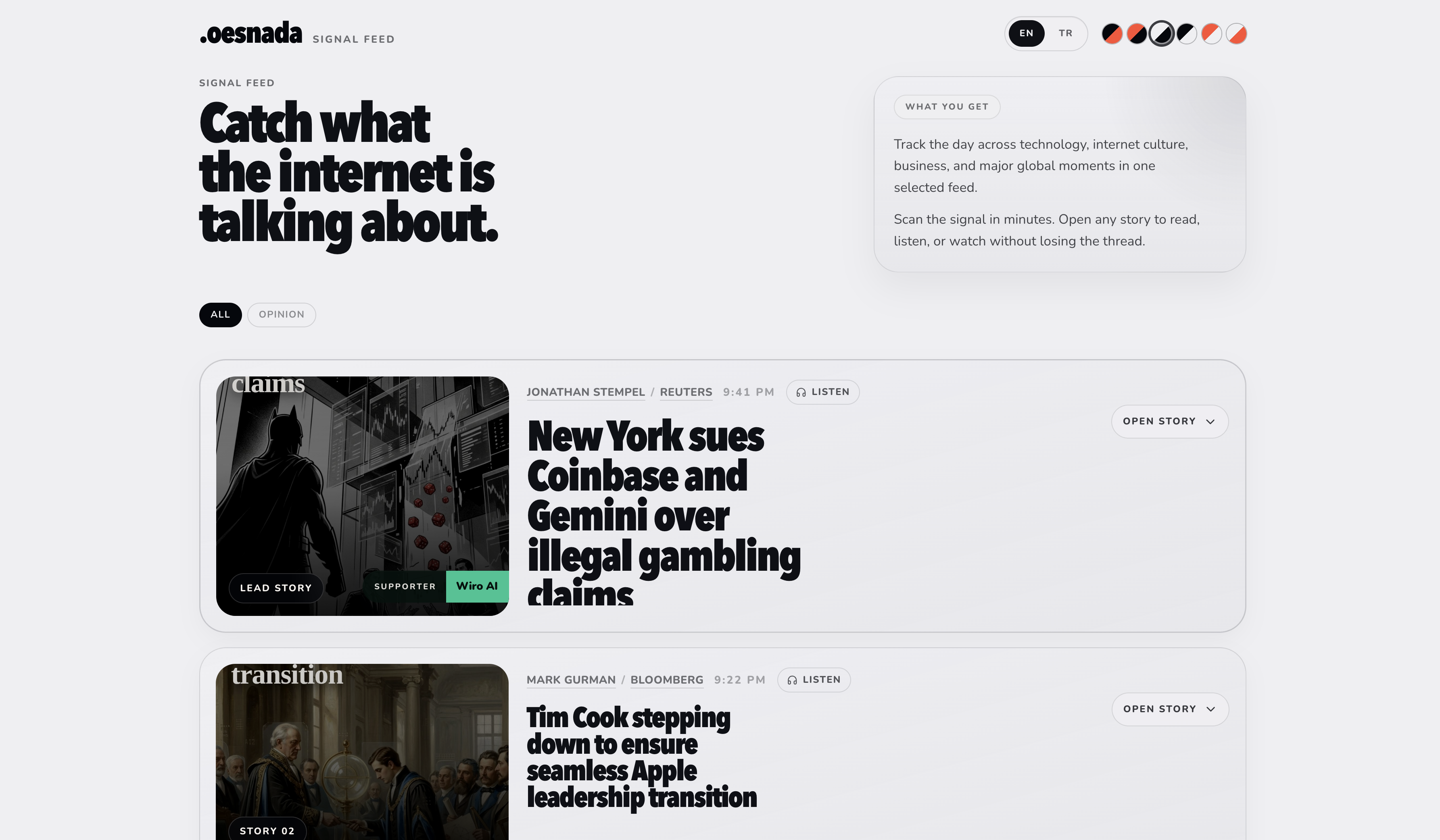 Screenshot of Oesnada website