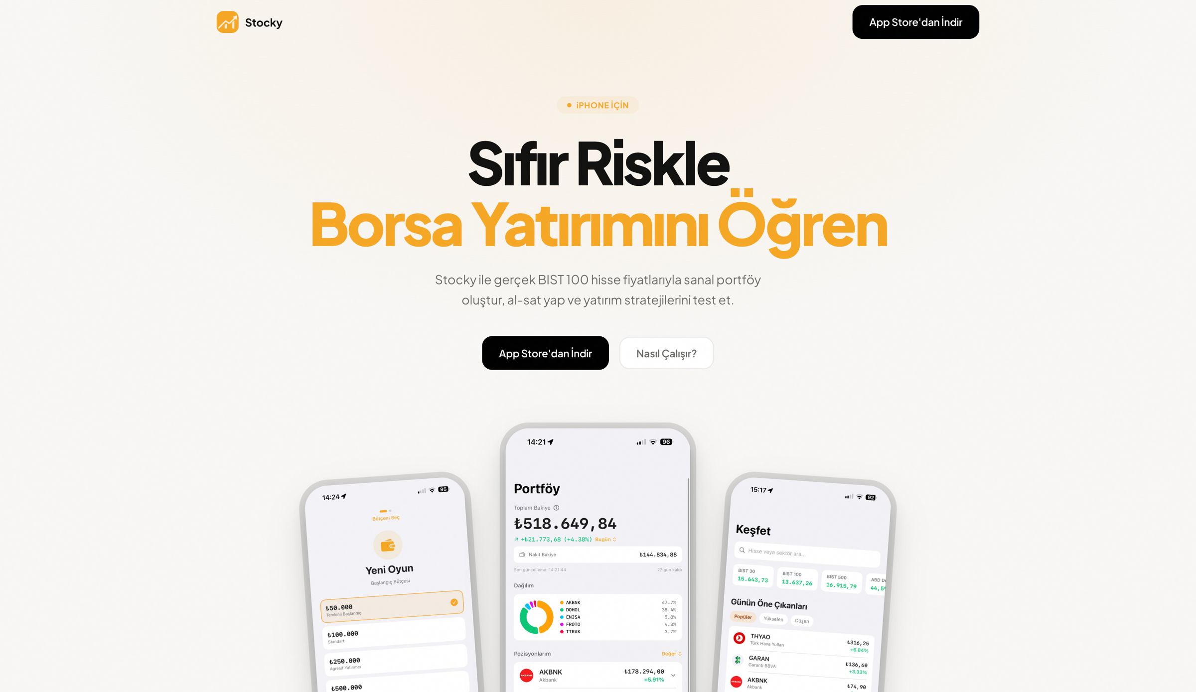 Screenshot of Stocky website