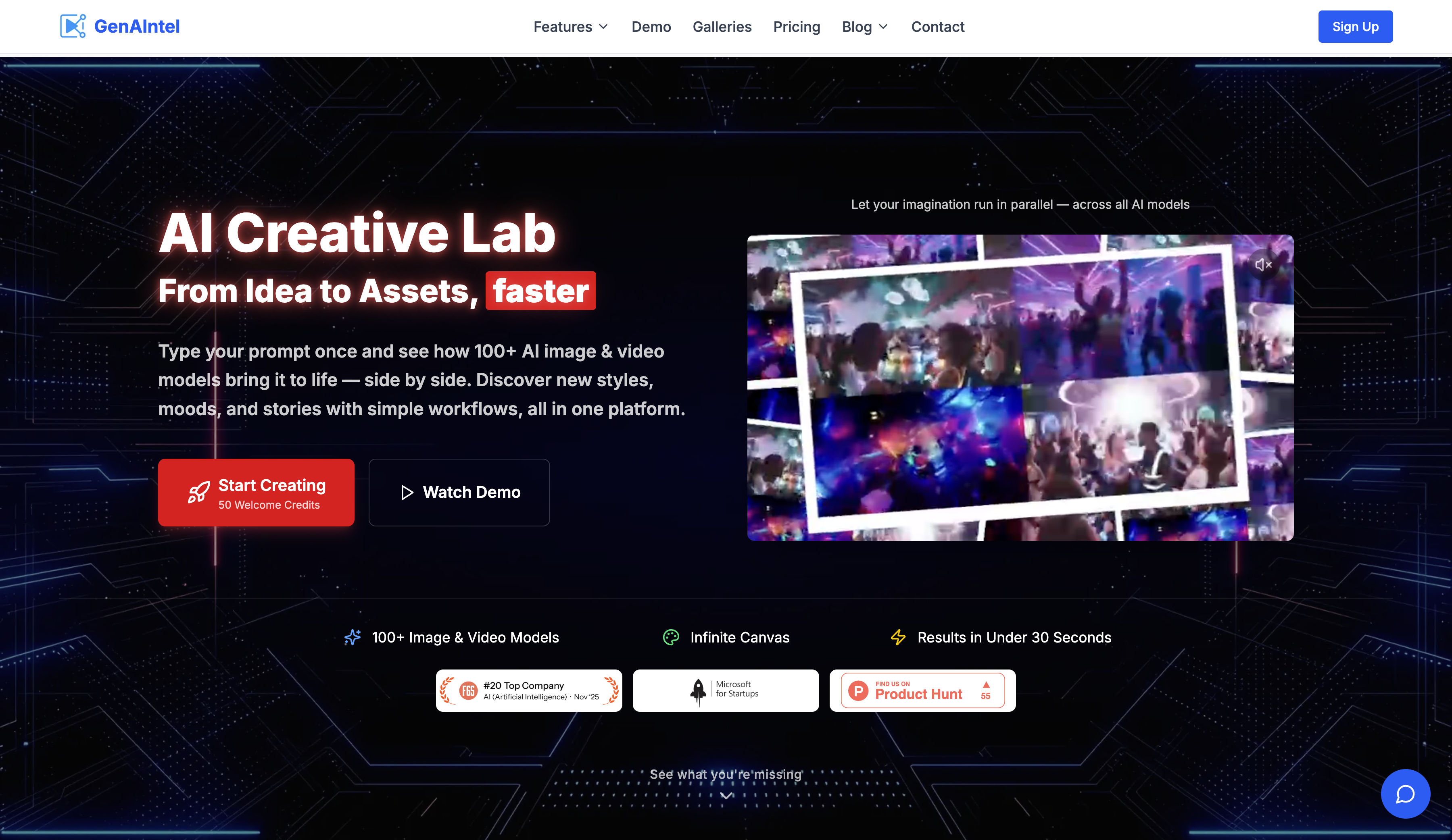 Screenshot of GenAIntel website