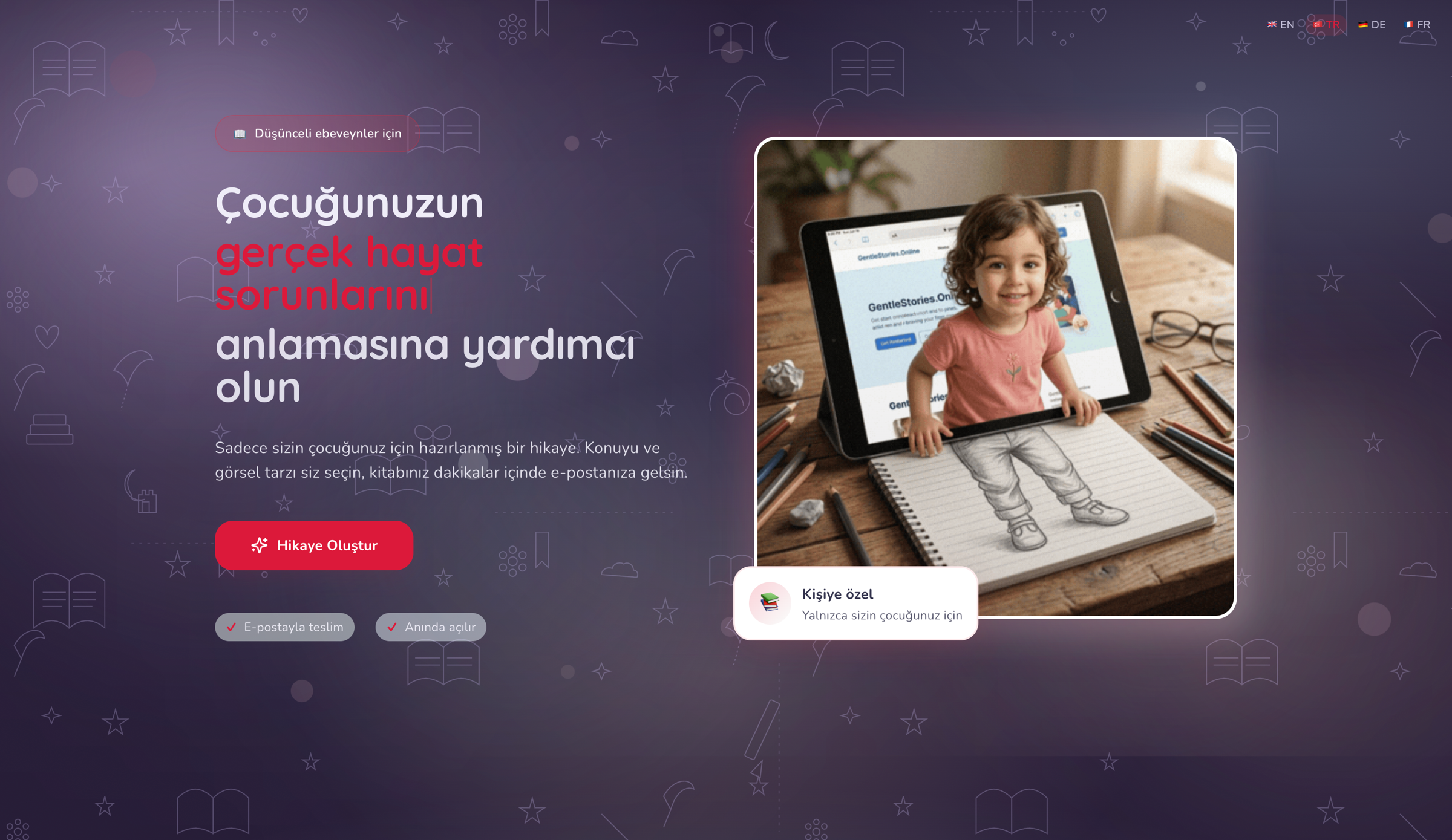 Screenshot of gentlestories.online website