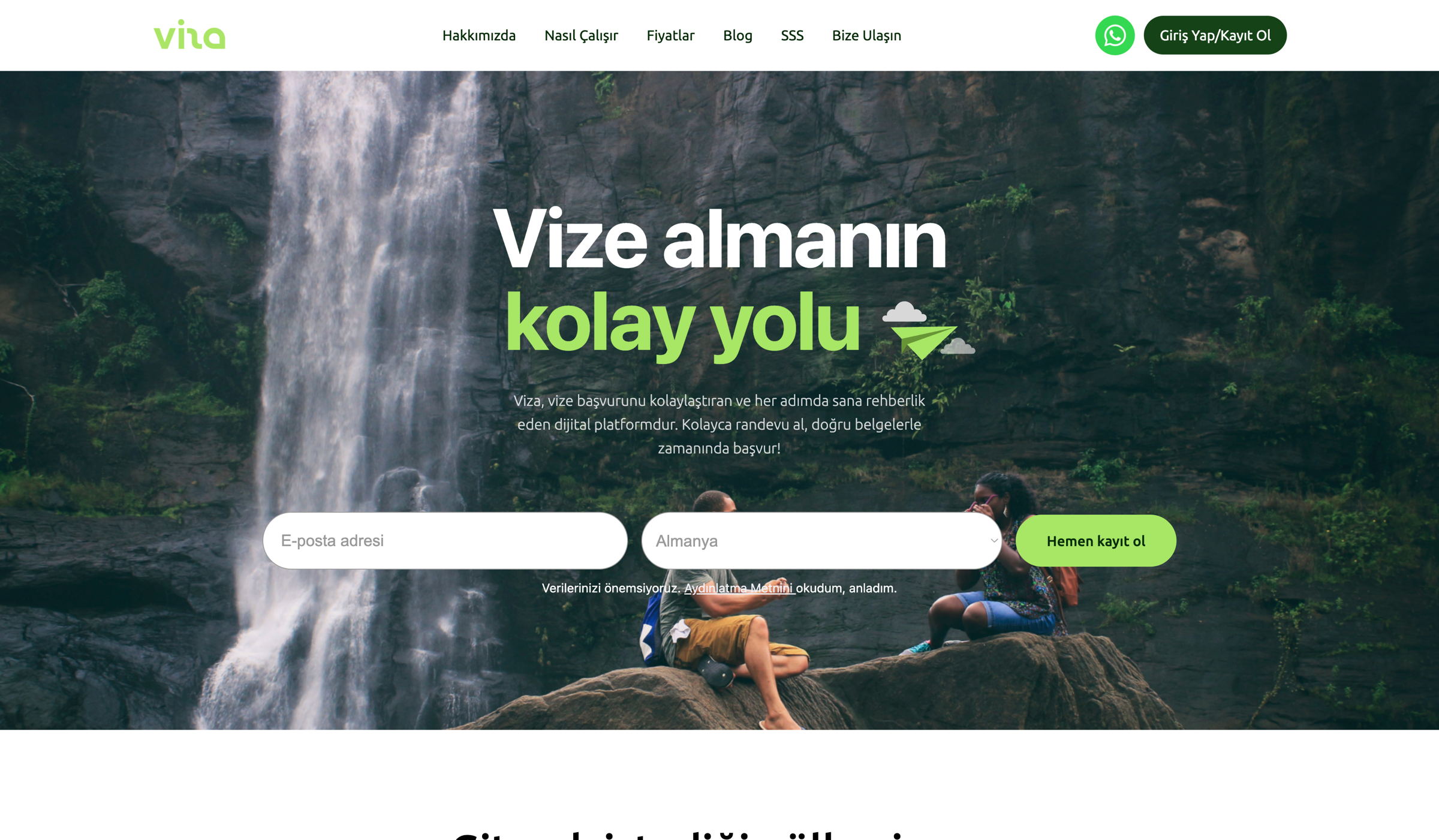 Screenshot of Viza website