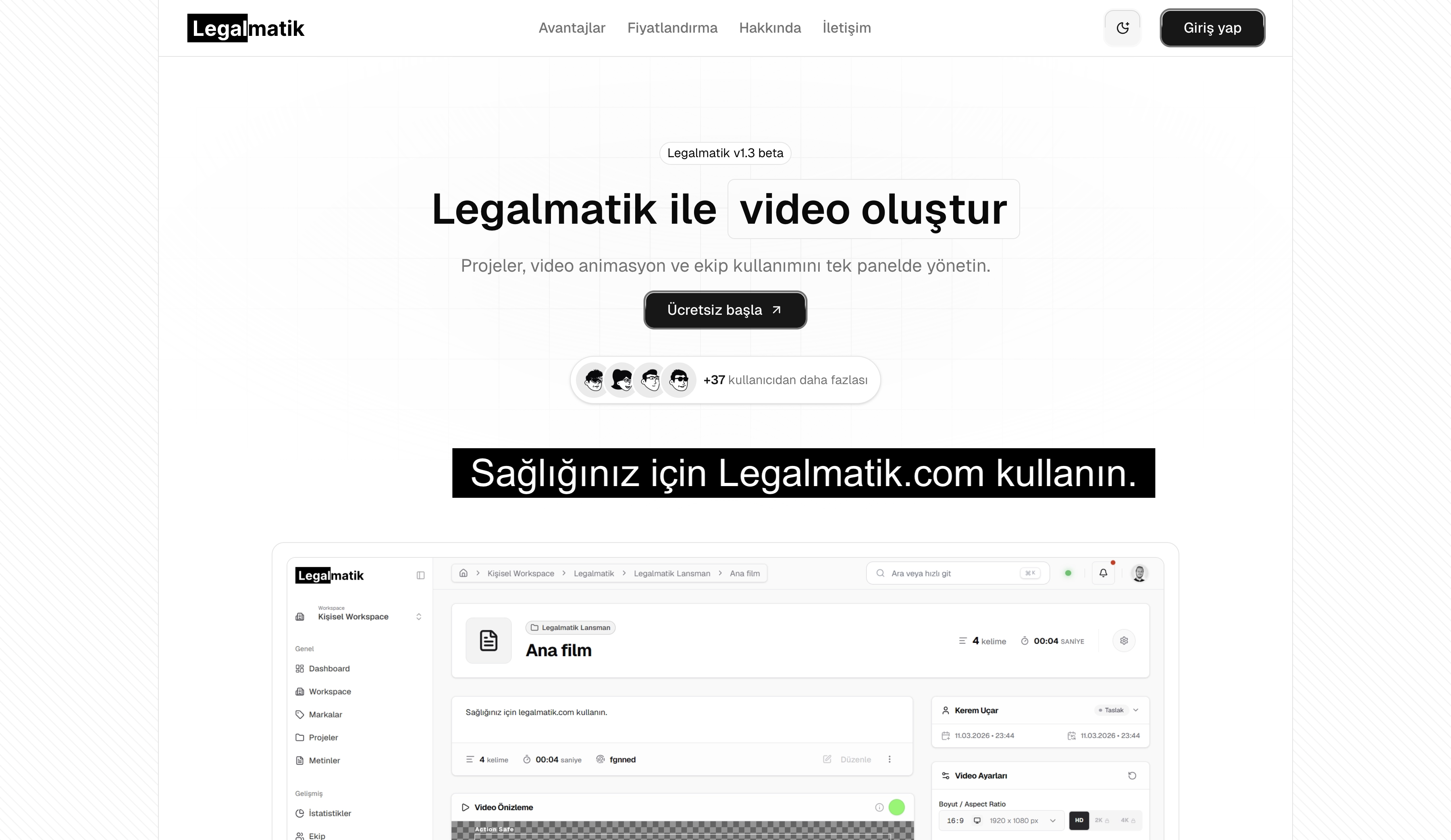 Screenshot of Legalmatik website