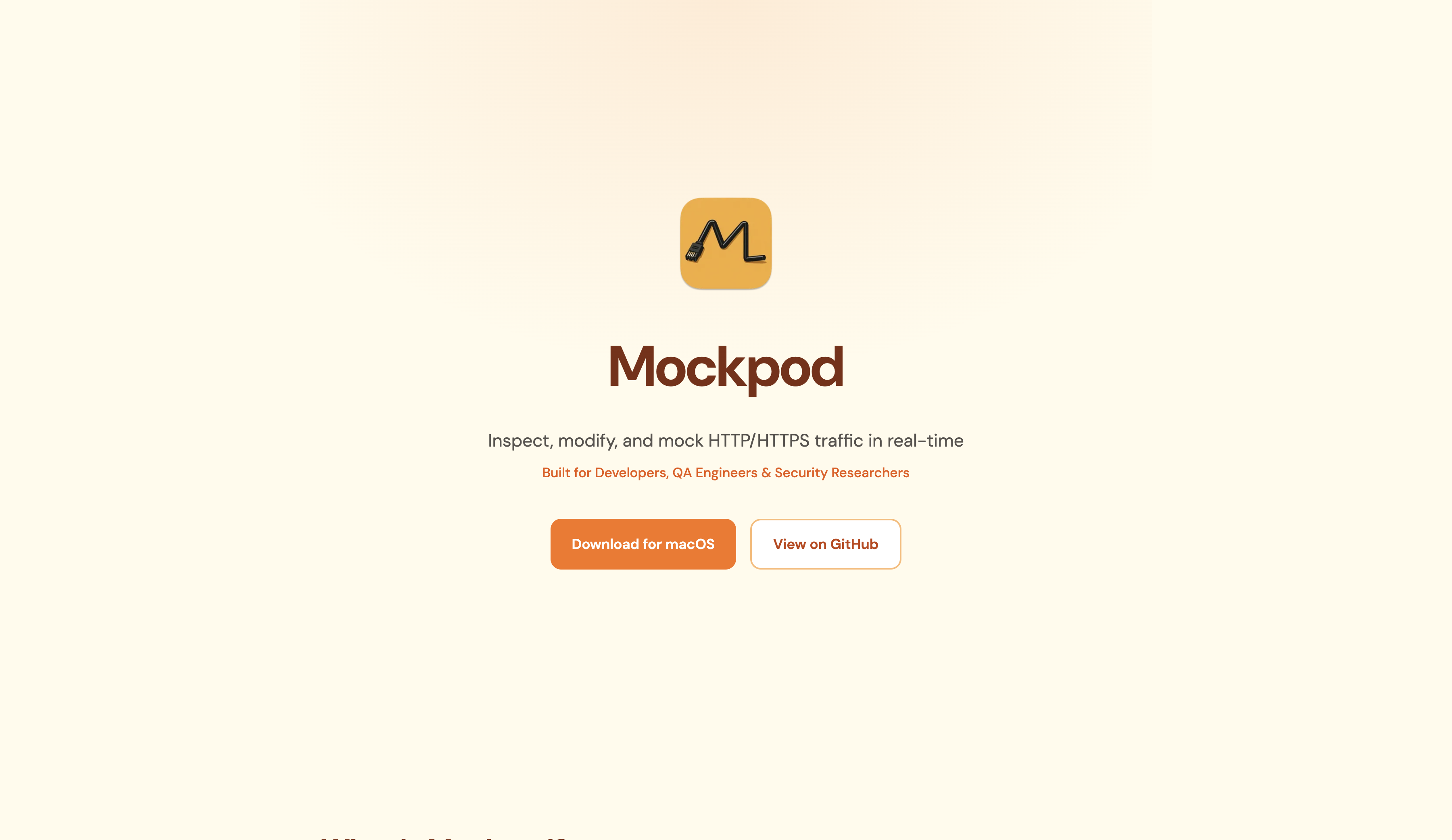 Screenshot of Mockpod website