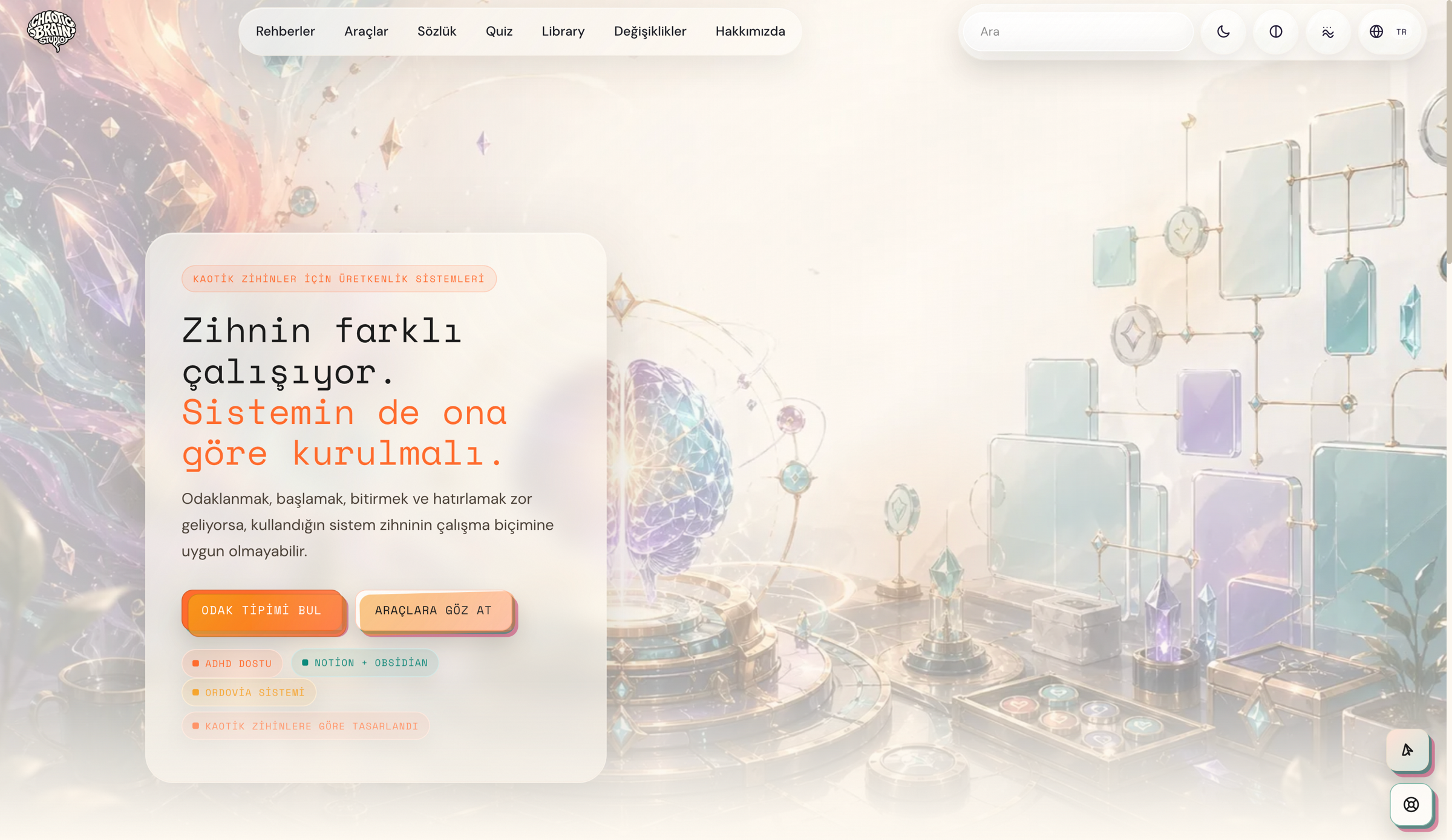 Screenshot of Chaotic Brain Studio website